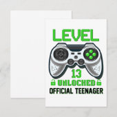 Level 13 unlocked 13th birthday video bedankkaart (Voorkant / Achterkant)