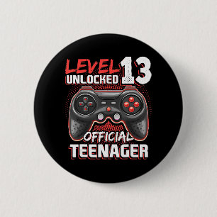 Level 13 Unlocked Official Teenager Video Game 13t Ronde Button 5,7 Cm