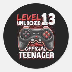 Level 13 Unlocked Official Teenager Video Game 13t Ronde Sticker