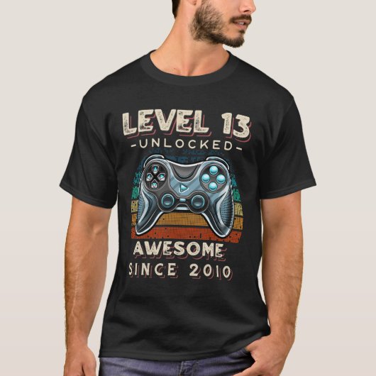 Level 13 Unlocked Video Game 13th Birthday 13 Yr O T-shirt (Voorkant)