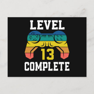 Level 13 Voltooid, Retro videogame-speler 13e verj Briefkaart