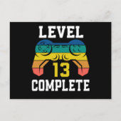Level 13 Voltooid, Retro videogame speler 13e verj Briefkaart (Voorkant)