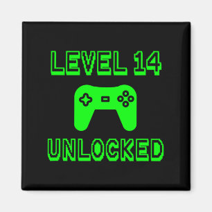 Level 14 Ontgrendeld 14e Gamer Verjaardag Gamen Magneet