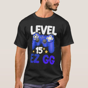 Level 15 EZ GG 15th Gamer Boy Teenager-controller T-shirt