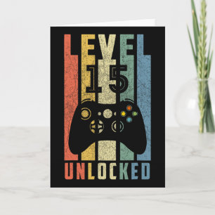 Level 15 Ontgrendeld 15e Videospelletjes Verjaarda Kaart