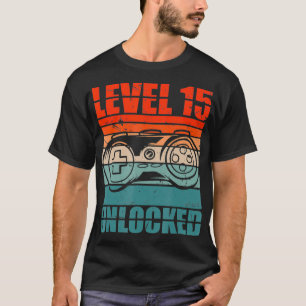 Level 15 Unlocked Video Gamer Boy 15th Birthday G T-shirt
