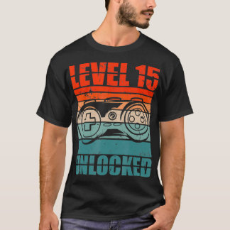 Level 15 Unlocked Video Gamer Boy 15th Birthday G T-shirt