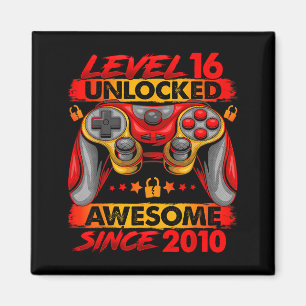 Level 16 Ontgrendeld 16 Jaar Oude Jongens 16e Verj Magneet