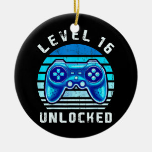 Level 16 Ontgrendeld Videospel 16e Verjaardag Game Keramisch Ornament