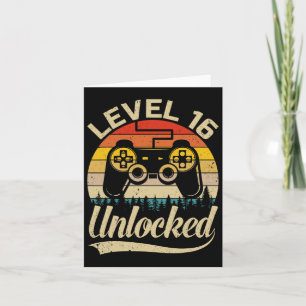 Level 16 Ontgrendeld Vintage Retro Videogame 16e V Kaart