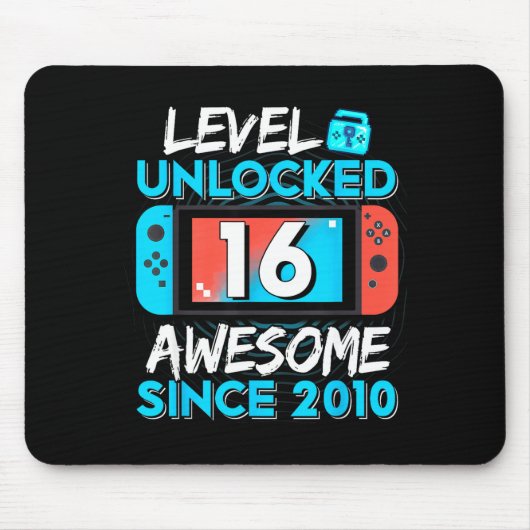 Level 16 Unlocked Awesome Since 2010 16th Birthday Muismat (Voorkant)