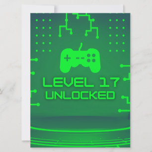 Level 17 Ontgrendeld Gamen 17e Verjaardag Kaart