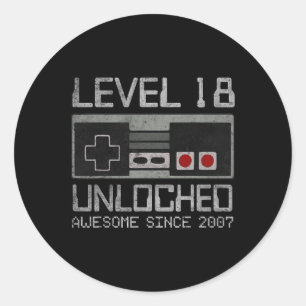 Level 18 Ontgrendeld 18e Verjaardag 18 Jaar Oude V Ronde Sticker