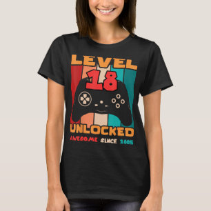 Level 18 Ontgrendeld Verjaardag Gamer Design T-shirt