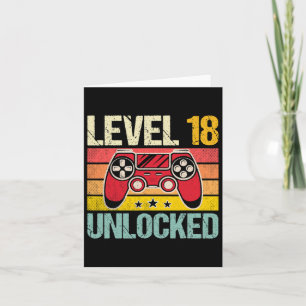 Level 18 ontgrendelde videogamer 18e verjaardag kaart