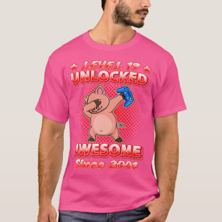 Level 19 Unlocked Gamers Born 2003 Dabbing Pig 19t T-shirt