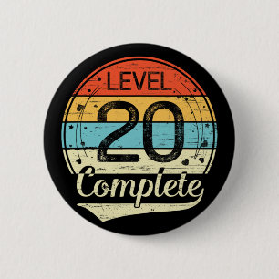 Level 20 Complete Retro 20e bruiloft Jubileum T Ronde Button 5,7 Cm