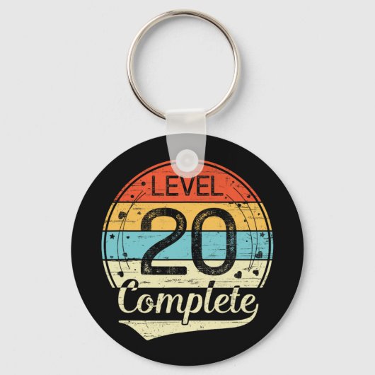Level 20 Complete Retro 20e bruiloft Jubileum T Sleutelhanger (Voorkant)
