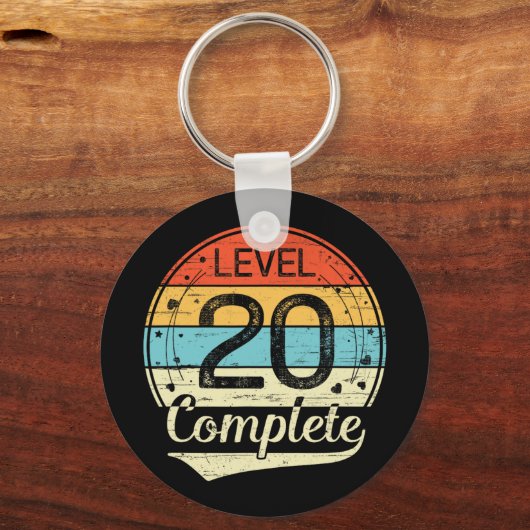 Level 20 Complete Retro 20e bruiloft Jubileum T Sleutelhanger (Voorkant)