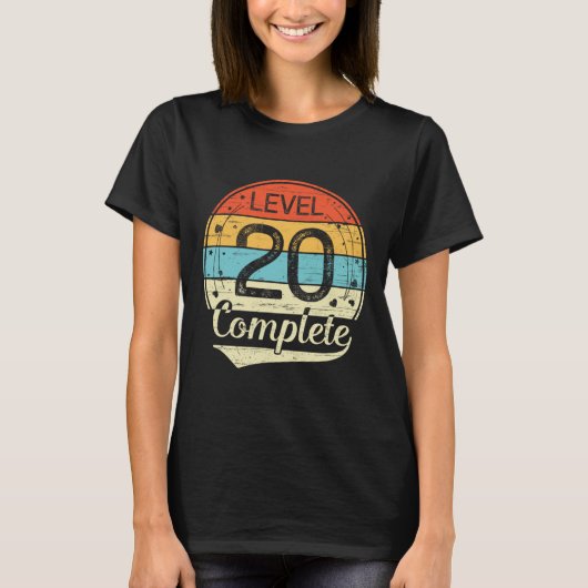 Level 20 Complete Retro 20e bruiloft Jubileum T T-shirt (Voorkant)