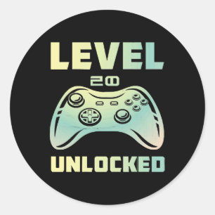 level 20 ontgrendeld ronde sticker