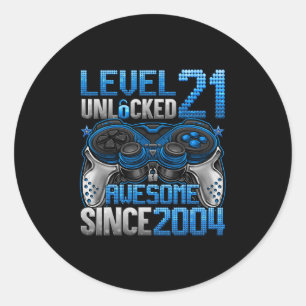 Level 21 Ontgrendeld 21 Jaar Oude Cadeaus Jongens Ronde Sticker