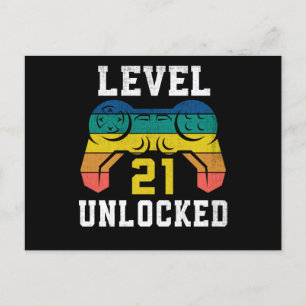 Level 21 Ontgrendeld, 21ste Gamer Verjaardag in No Briefkaart