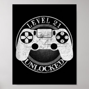 Level 21 Ontgrendeld Grappige Videospeler 21ste Ve Poster