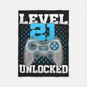 Level 21 Ontgrendeld Video Gaming 21ste Verjaardag Fleece Deken