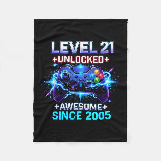 Level 21 Unlocked Awesome Since 2005 21st Birthday Fleece Deken (Voorkant)