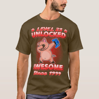 Level 23 Unlocked Gamers Born 1999 Dabbing Pig T-shirt
