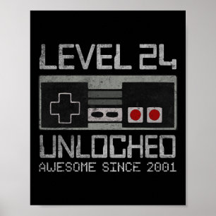 Level 24 Ontgrendeld 24ste Verjaardag 24 Jaar Oude Poster