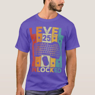 Level 25 Ontgrendeld Gaming Toetsenbord 25e Verjaa T-shirt