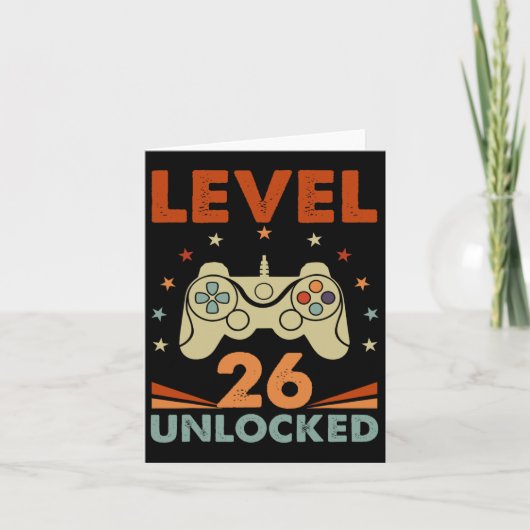 Level 26 ontgrendelde videogamer 26e verjaardag 26 kaart (Voorkant)