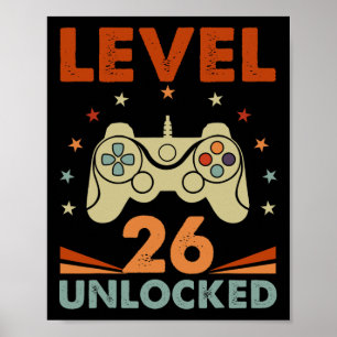 Level 26 ontgrendelde videogamer 26e verjaardag 26 poster