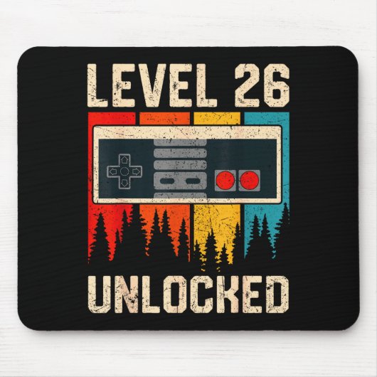 Level 26 Unlocked Video Game Controller Birthday M Muismat (Voorkant)
