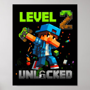 Level 2 Ontgrendeld Grappige Verjaardag Jongen Pix Poster