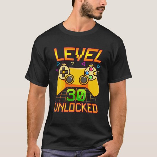 Level 30 Ontgrendeld Grappig 30ste Verjaardag Cad T-shirt (Voorkant)