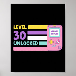 Level 30 Ontgrendeld Video Speler 30 Jaar Verjaard Poster