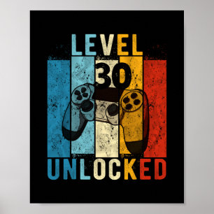 Level 30 Ontgrendeld Videogamer 30 Jaar 30ste Verj Poster