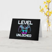 Level 33 Ontgrendeld 33e Videospeler Verjaardagsca Kaart (Gele Bloem)