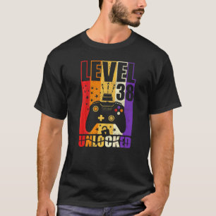Level 38 Unlocked Birthday Level Up 38th Birthday T-shirt