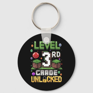 Level 3e leerjaar ontgrendeld videospel eerste dag sleutelhanger
