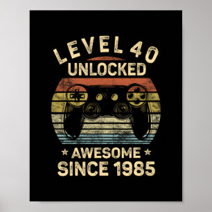 Level 40 Ontgrendeld 40ste Verjaardag Cadeaus voor Poster