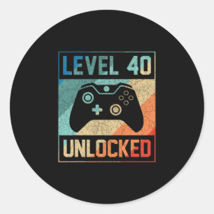 Level 40 Ontgrendeld 40ste Videogamer 40ste Verjaa Ronde Sticker