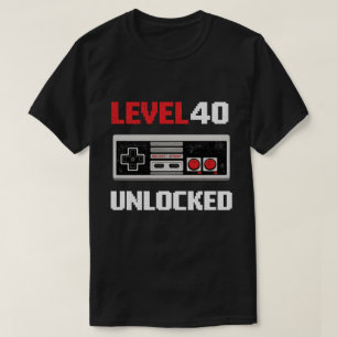 Level 40 Ontgrendeld Retro Gamen 40e Verjaardag T-shirt