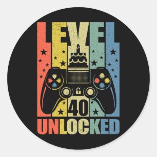 Level 40 ontgrendeld videogame 40e verjaardag Game Ronde Sticker