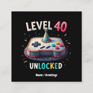 Level 40 ontgrendelde gamestijl 40e verjaardag vierkante visitekaartje