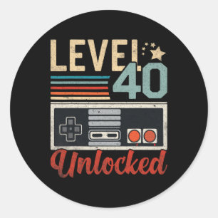 Level 40 Ontgrendelde Video Gamecontroller 40ste V Ronde Sticker