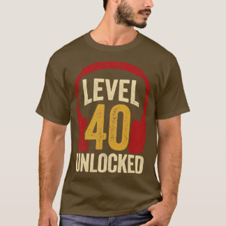 Level 40 Unlocked Video Gaming Birthday-cadeau T-shirt